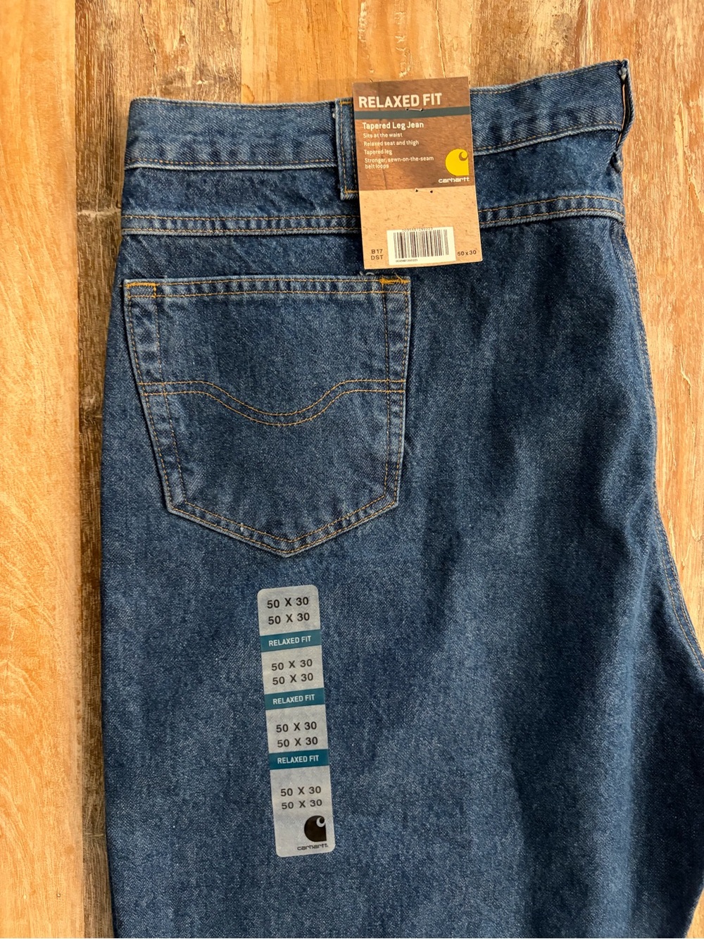 Carhartt Men’s Relaxed Fit Dark Blue Denim Work Jeans Size 50 X 30 B17 DST